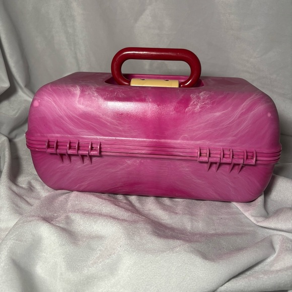 Vintage Caboodles Makeup Case Organizer Pink Marble 90s Y2K Cosmetic Box Mirror - Picture 9 of 13